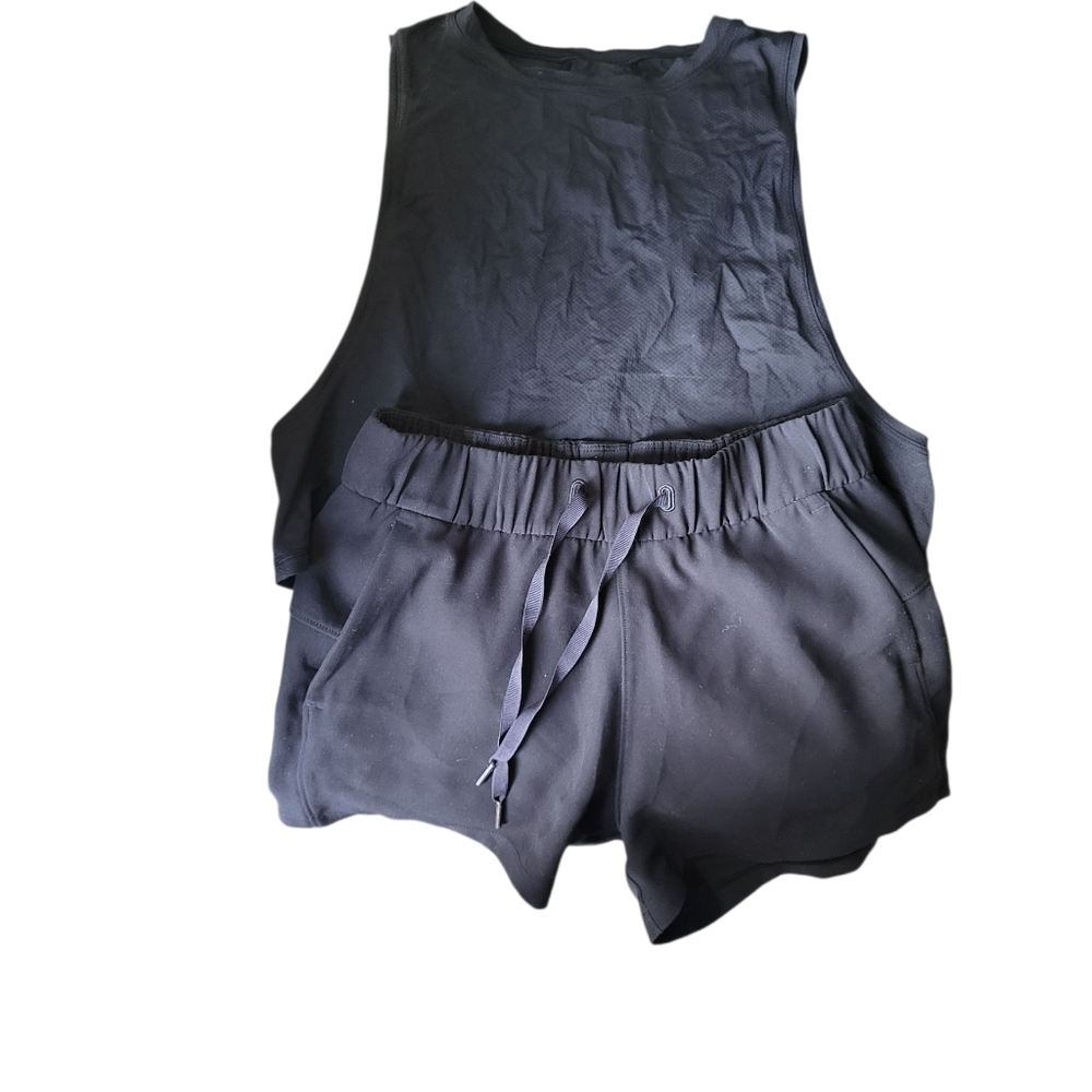 lululemon athletica Black Athletic Shorts & Top Set